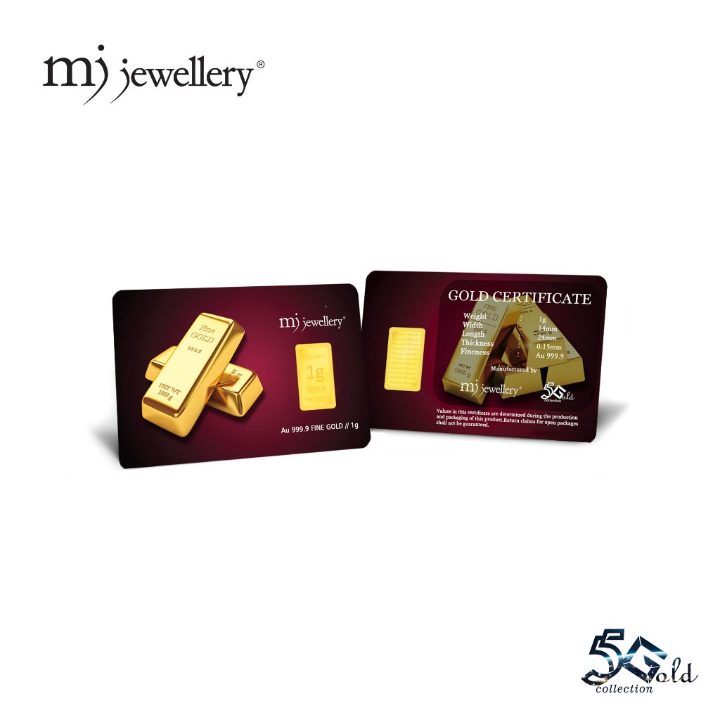 MJ Jewellery 5G Gold Collection 999.9/24K Gold Bar F21 (1g)