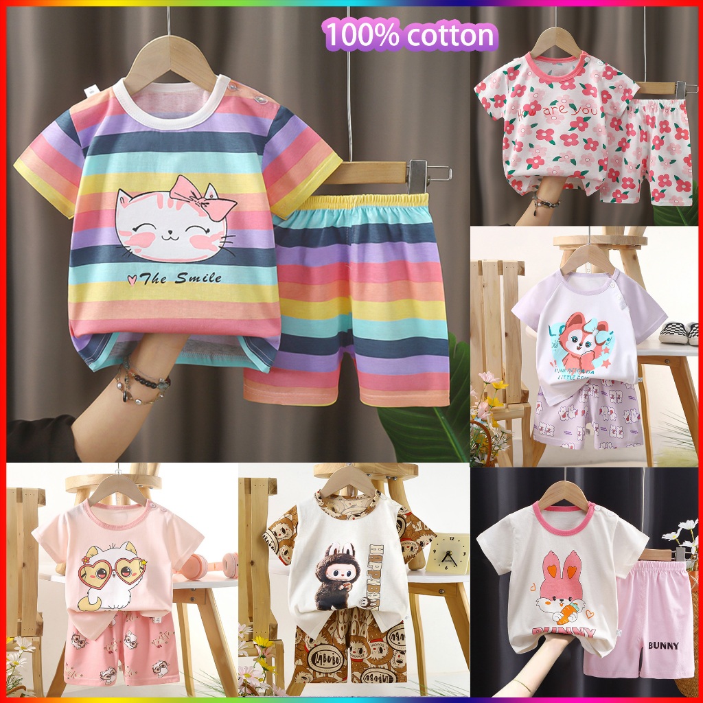 ?Best Selling?100% Cotton Baby Girl Tshirt Short-Sleeved Clothing Set/ Baby clothing Set/Baju set budak Perempuan