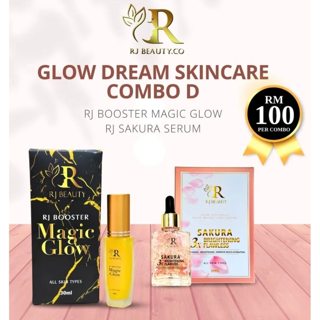 RJ BEAUTY BOOSTER MAIGIC GLOW SERUM + SAKURA 3X BRIGHTENING SERUM COMBO SET