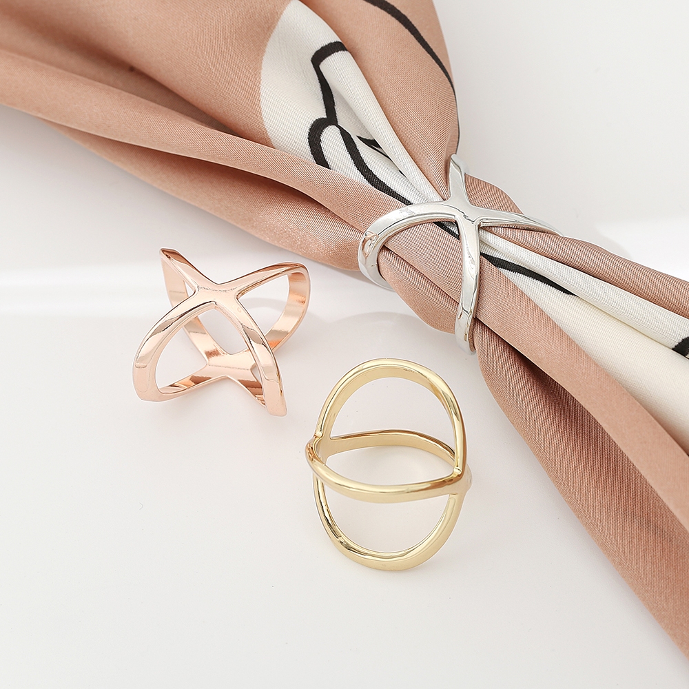 Silk Scarf Ring Buckle All-Match Dual-Use Multifunctional Small Square Scarf Opening Accessories Scarf Ring