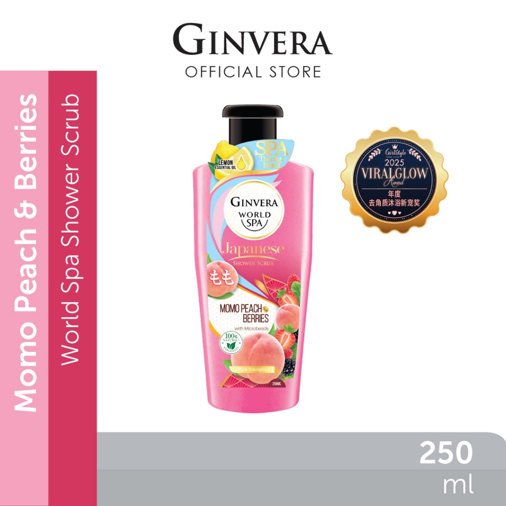 Ginvera World Spa Japan Shower Scrub Momo Peach & Berries (250ml)