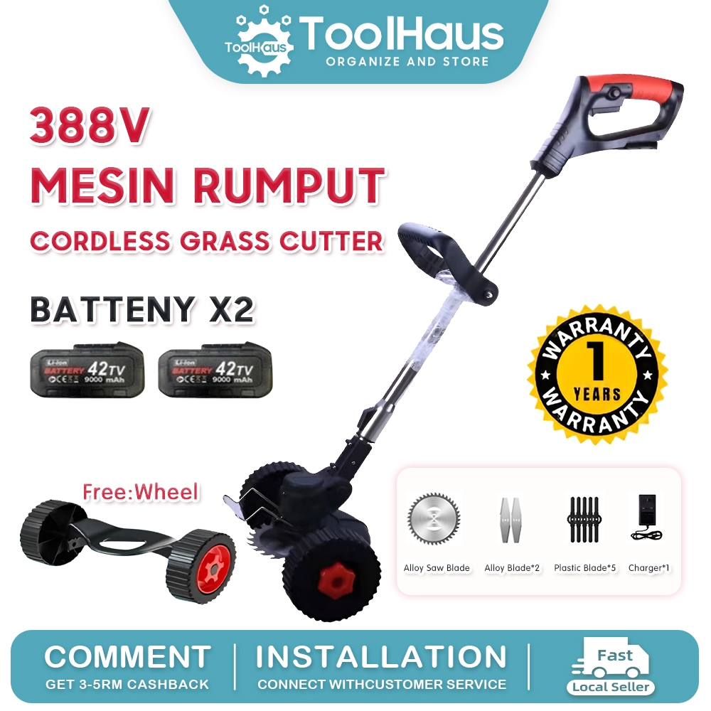 Mesin Rumput Bateri  Mesin Rumput Bateri Cordless Grass Cutter Machine Lawn Mower Mesin Potong Rumput