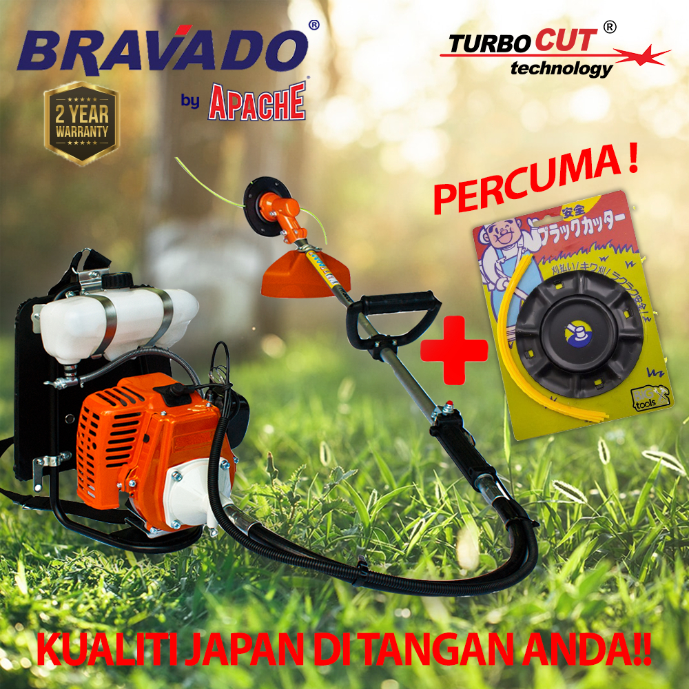 APACHE/BRAVADO/AVITA BG328 | Heavy Duty Mesin Potong Rumput | Backpack Brush Cutter | Grass Trimmer | 2 TAHUN WARRANTY