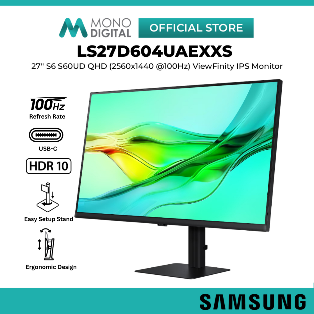 SAMSUNG 27" LS27D604UAEXXS / 32" LS32D604UAEXXS S6 S60UD QHD (2560X1440 @100HZ) IPS VIEWFINITY MONIT
