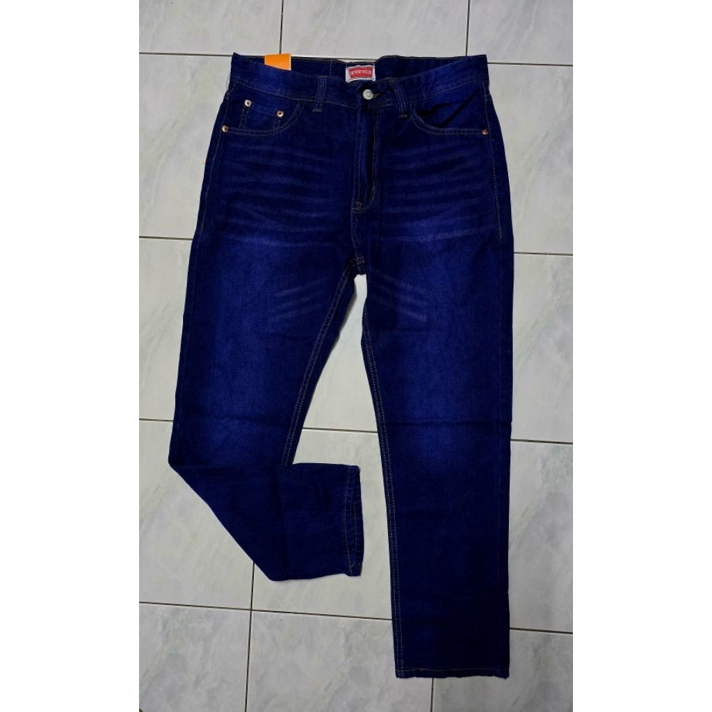STRAIGHTCUT JEANS MEN ZIP SIZE 28 TO 40/100% Nyaman Kain Mesin Boleh Wash