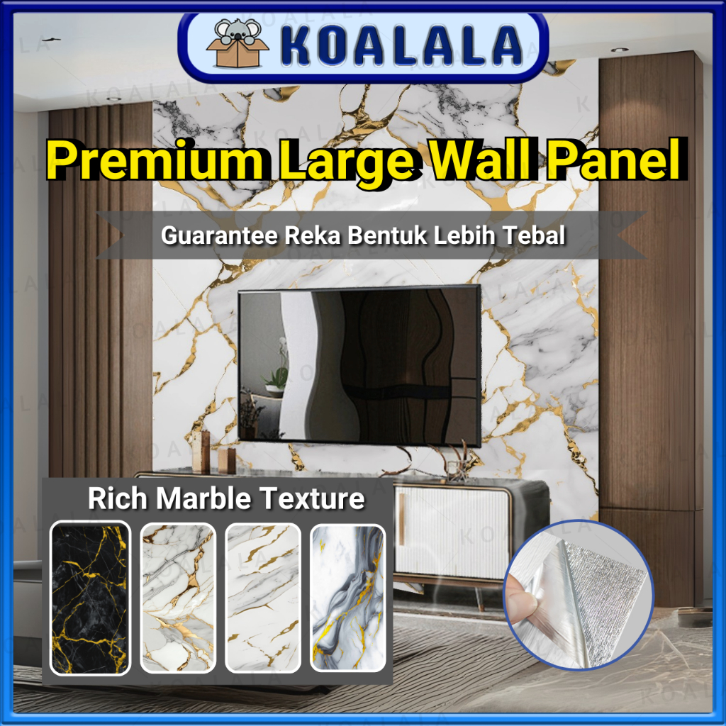 Large 300cm x 120cm Flexi Marble Sheet Imitation Ceramic Wallpaper Dinding TV Papan Latar Belakang