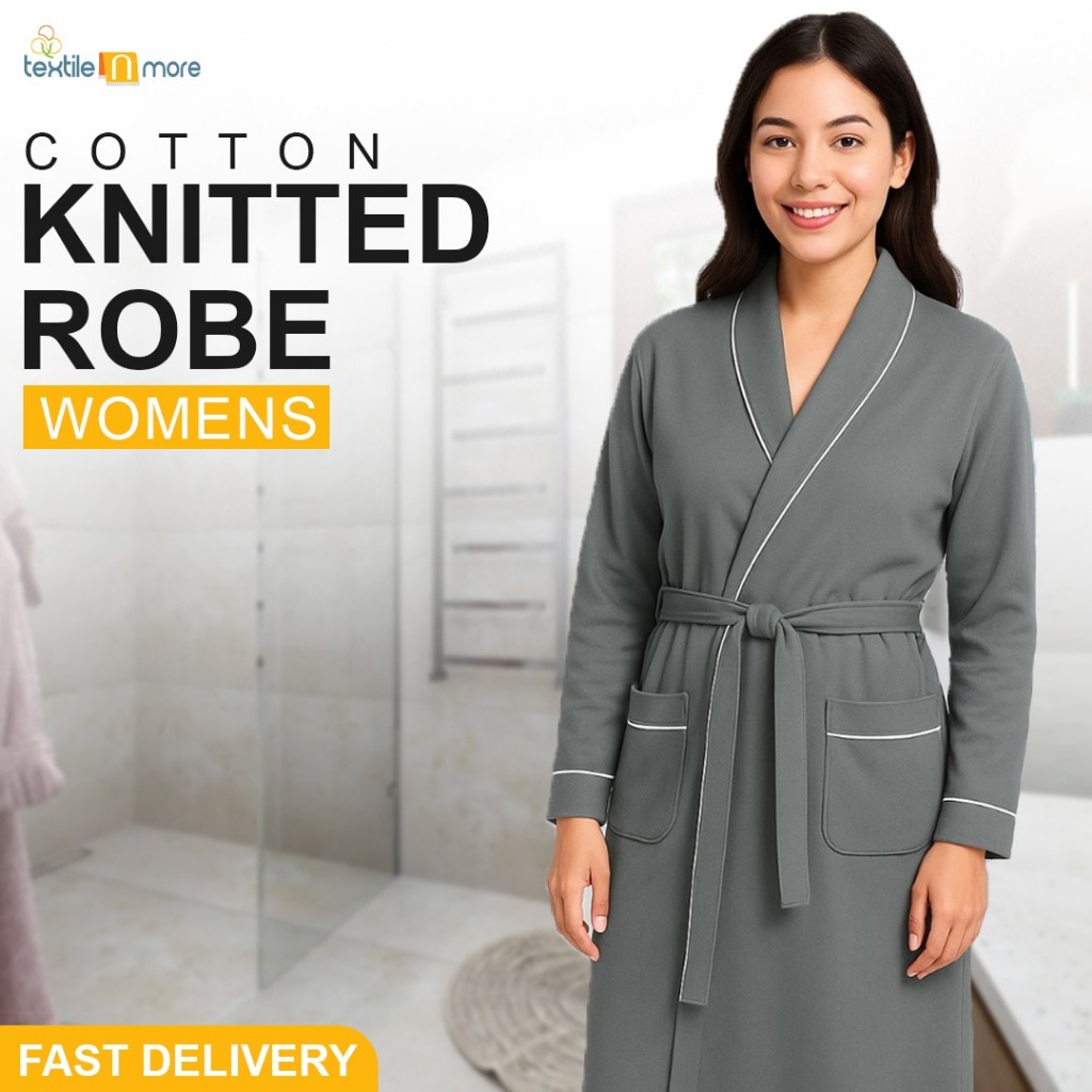 Women’s Knitted Robe | Soft Lightweight Kimono Robe with Belt, Pockets & Inner Tie | Lounge