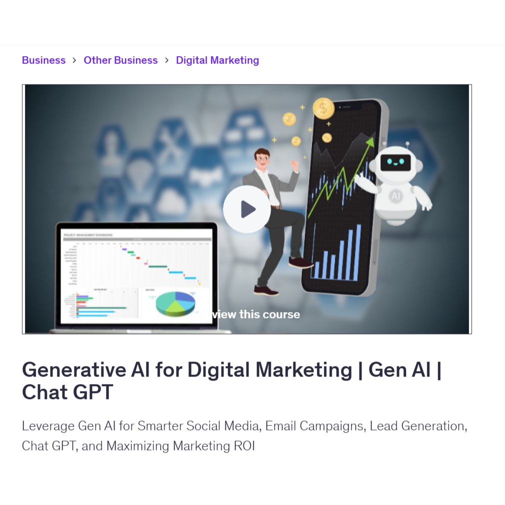 [Marketing Video Course] Generative AI for Digital Marketing | Gen AI | Chat GPT | Learn Digital Marketing
