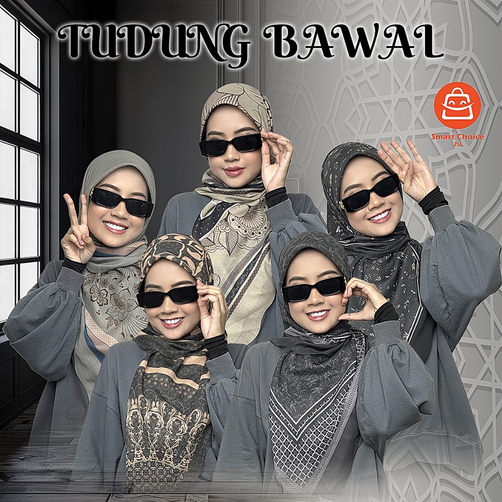 Koleksi Warna Hitam & Kelabu Tudung Bawal Voile Cotton Bidang 45 (Black & Grey Series Collection Tudung Bawal)