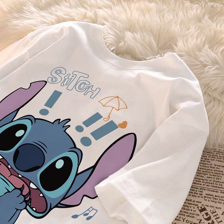 kumikumi Korean retro Surprised Stitch Print oversized casual T-shirt for women