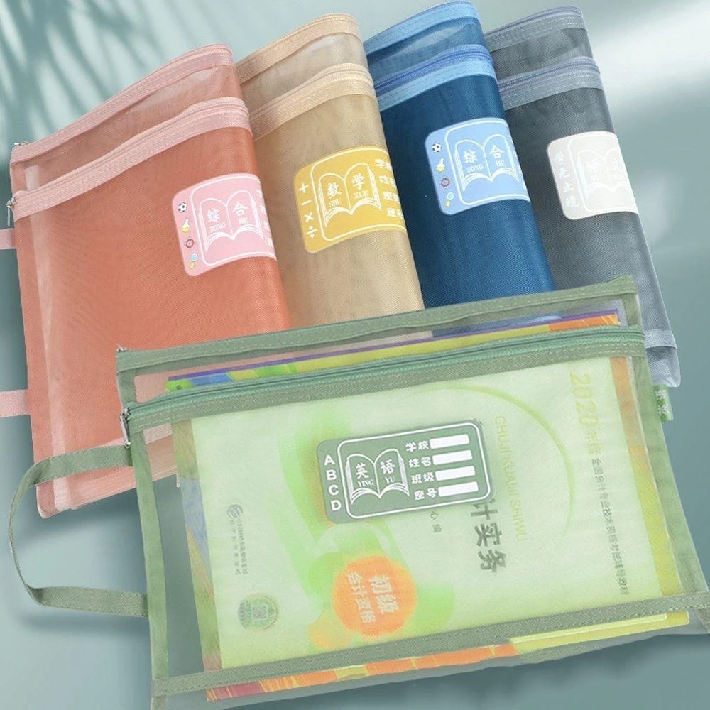 - Single, Double Layer Nylon Document Bag Mesh File Folder Paperwork A4 Paper Notebook Storage Organizer 文件袋