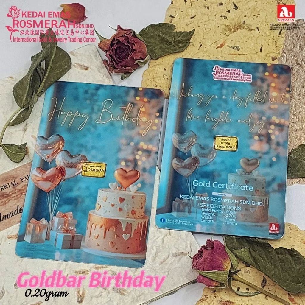 KEDAI EMAS ROSMERAH 999.9 HAPPY BIRTHDAY GOLD BAR 0.20 GRAM 生日快乐 0.20克&hellip;