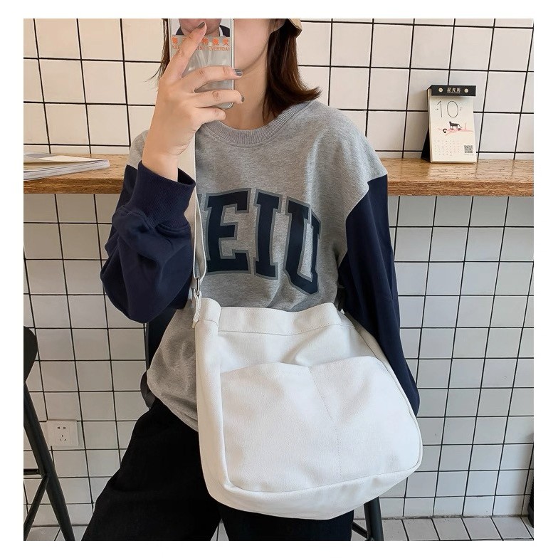 Canvas Shoulder Tote Bag Eco Friendly Reusable Shopping Bag Women Large Capacity Casual Handbag + FREE Capybara Pen