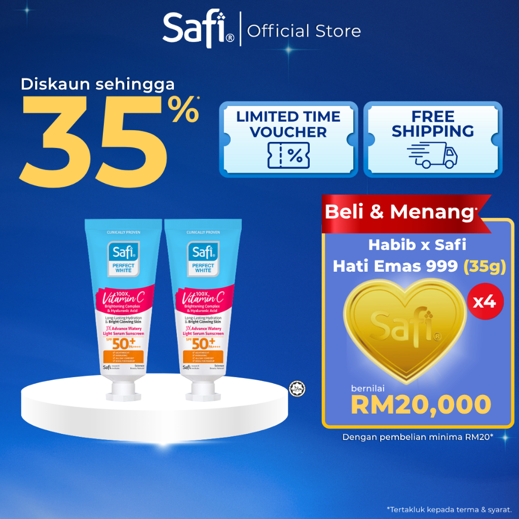Safi Perfect White 3X Watery Serum Sunscreen SPF 50+ PA++++ 25g | Hydrating & Ideal for Makeup