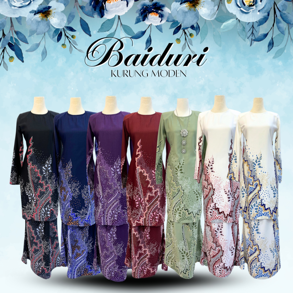 KURUNG MODEN BAIDURI CORAK BATIK | BATIK MALAYSIA | CORAK BATIK PRINTED | MATERIAL SAKURA
