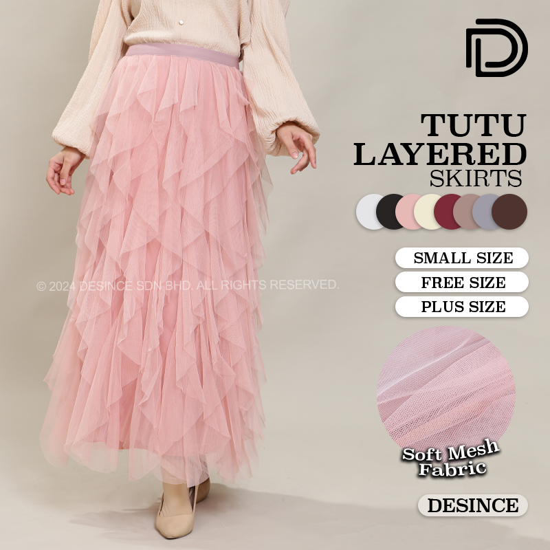 ?? DESINCE Women Tutu Skirt Princess Multiple Layer Long Skirt Maxi Skirt Muslimah Panjang WP 058