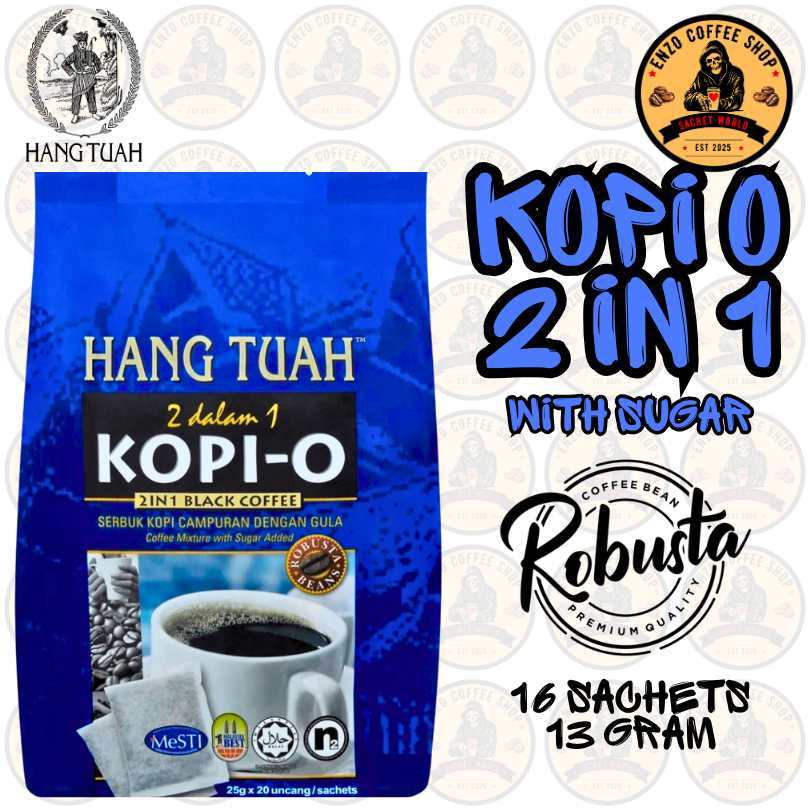 Hang Tuah Coffee - Kopi O 2in1 With Sugar Robusta Bean - Instant Coffee Drink