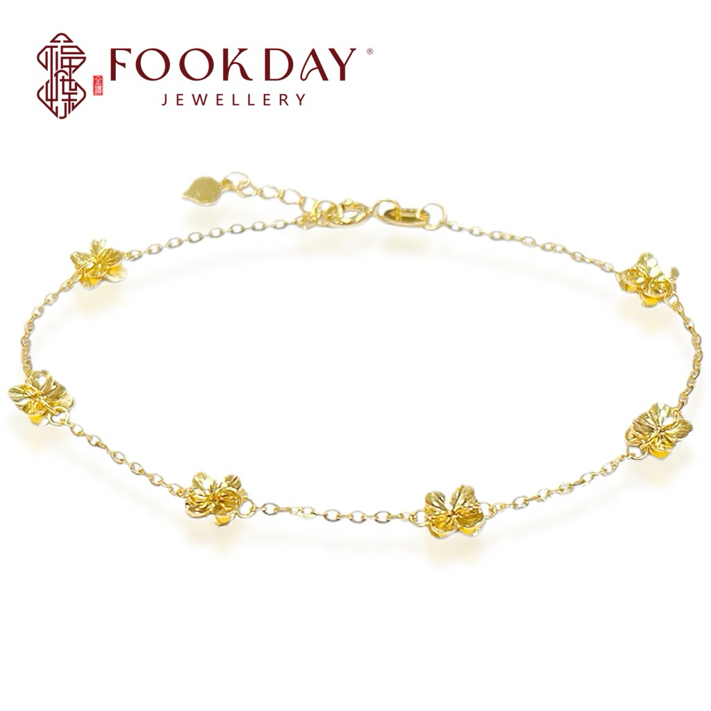 FOOKDAY 916 黄金花花手链 Gold 916 Flower Bracelet Emas 916 Rantai Tangan Gelang Bunga Bajet Hadiah