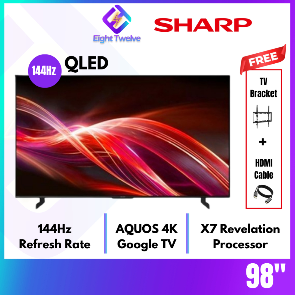 Sharp QLED TV 55"/65"/75"/85"/98" 144Hz 4K Google TV HN7000 Series 4TC55HN7000X