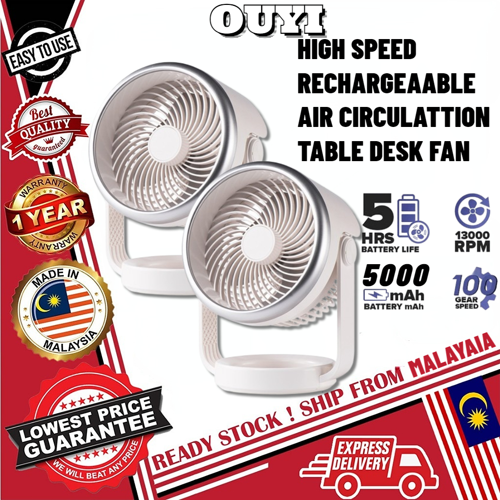 欧意 Table Fan Desk Fan Air Circulation Fan Desktop Fan Wall 3 Speed Strong Wind Weight Kipas Angin  Cool breeze