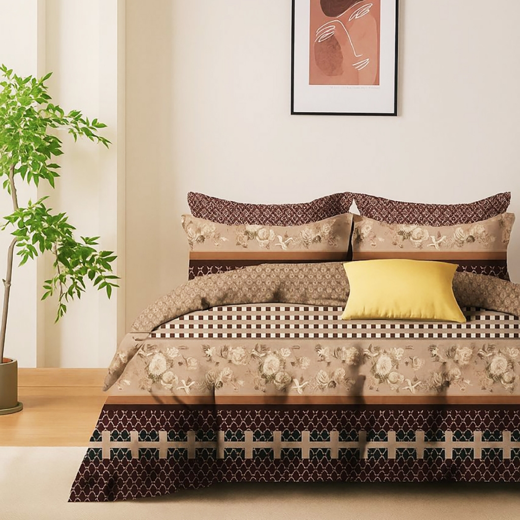 Queen 7in1 Bedsheet Set Cadar Toto Saiz Ratu 7in1 dengan Selimut dan Kain Tidak Berbulu - Printed BedsheetSet