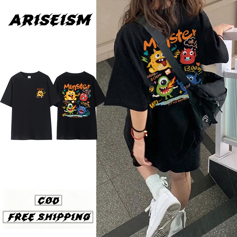 ARISEISM Oversized T-shirt for Women Casual Summer Loose Short-Sleeved T-shirt with Cartoon Korean