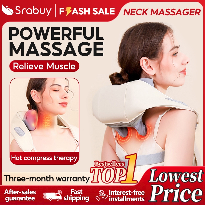 Srabuy Neck Shoulder Massager Bantal Urut Leher & Bahu Elektrik - Wireless Heating & Shiatsu Massage