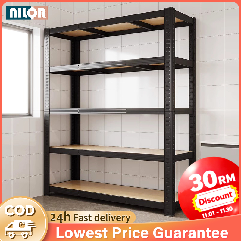 ?Adjustable?4/5 Tier Metal Boltless Rack Home Kitchen Store Storage Rack Warehouse Rak Besi Serbaguna Bertingkat 铁架/置物架
