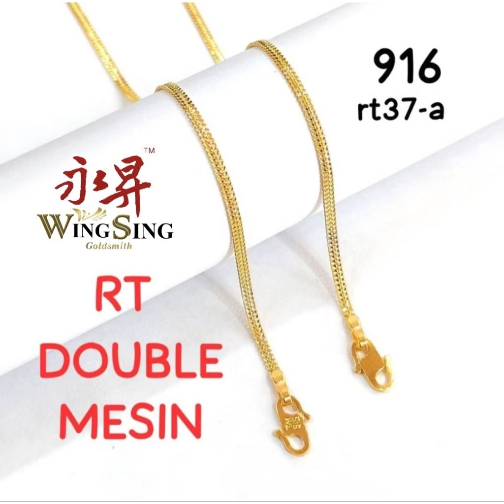 Wing Sing Rantai Tangan Double Mesin Padu Bajet Fesyen Emas 916 / 916 Gold Double Mesin Bracelet