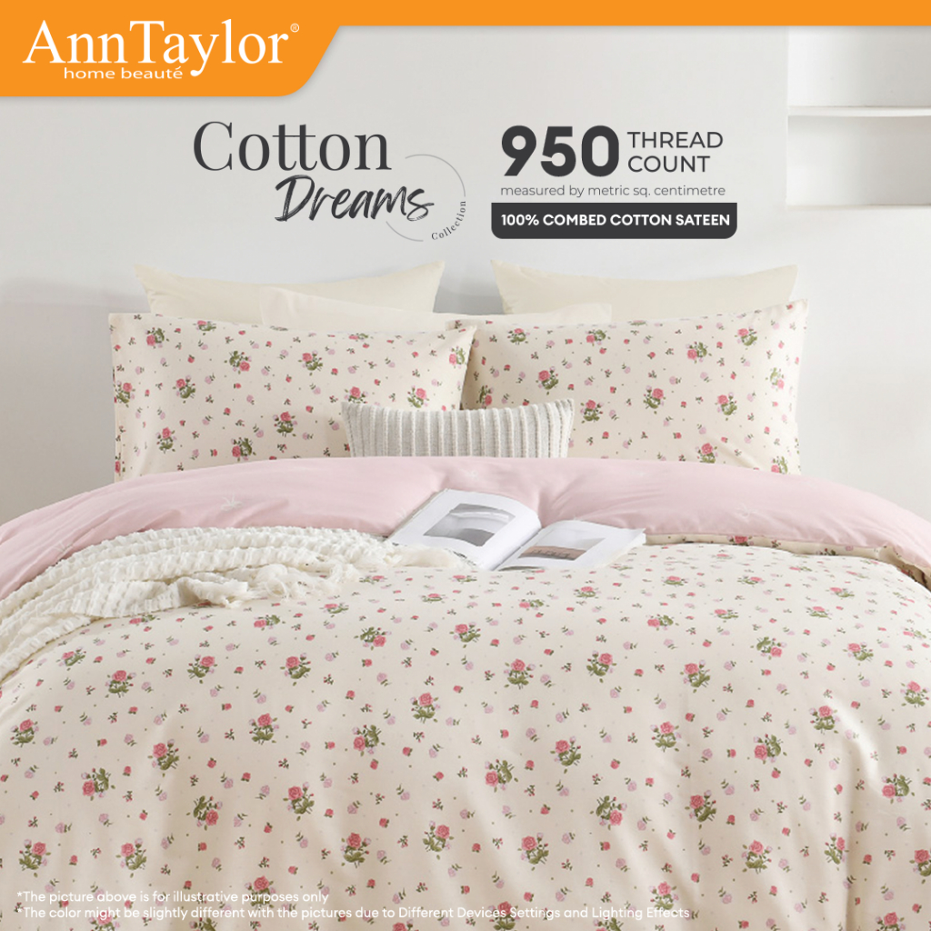 Ann Taylor Cotton Dreams Comforter Set | 950TC, 100% Combed Cotton Sateen, Breathable (Queen / King)