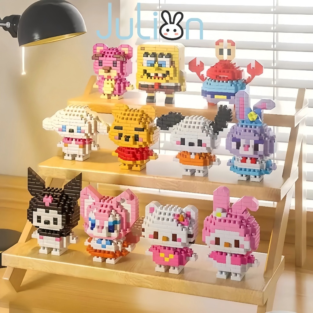 Mini Cartoon Cute Doll Toy Puzzle Micro Building Blocks Children's Toy Termasuk Kotak Hadiah
