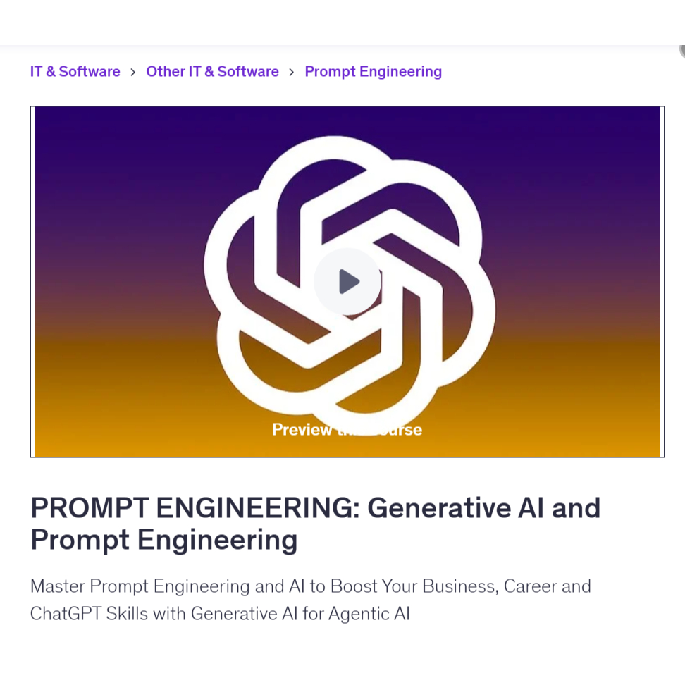 Ai Prompt Video Course- PROMPT ENGINEERING+AI Prompt Engineering+ChatGPT+Gen AI | Learn AI Prompt Video Lessons
