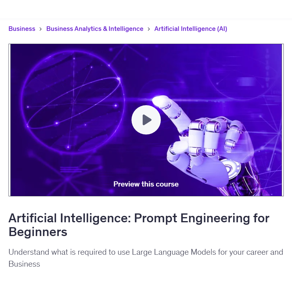 Ai Prompt Video Course-Artificial Intelligence: Prompt Engineering for Beginners | Learn AI Prompt Video Lessons