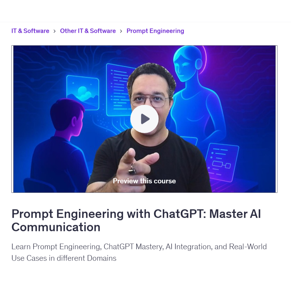 Ai Prompt Video Course-Prompt Engineering with ChatGPT: Master AI Communication | Learn AI Prompt Video Lessons
