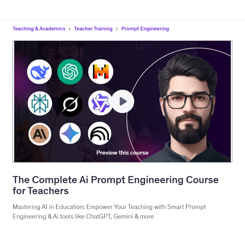 Ai Prompt Video Course-The Complete AI Prompt Engineering Course for Teachers | Learn AI Prompt Video Lessons