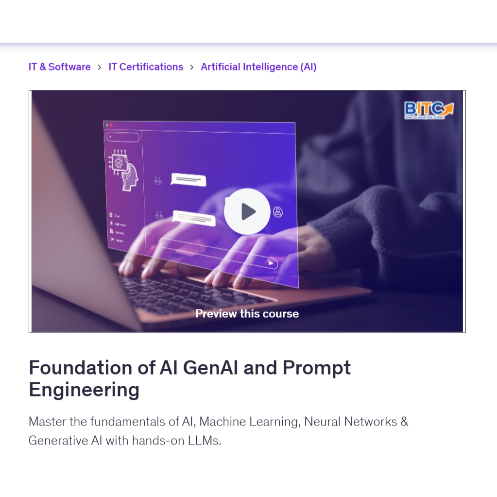 Ai Prompt Video Course- Foundation of AI GenAI and Prompt Engineering | Learn AI Prompt Video Lessons