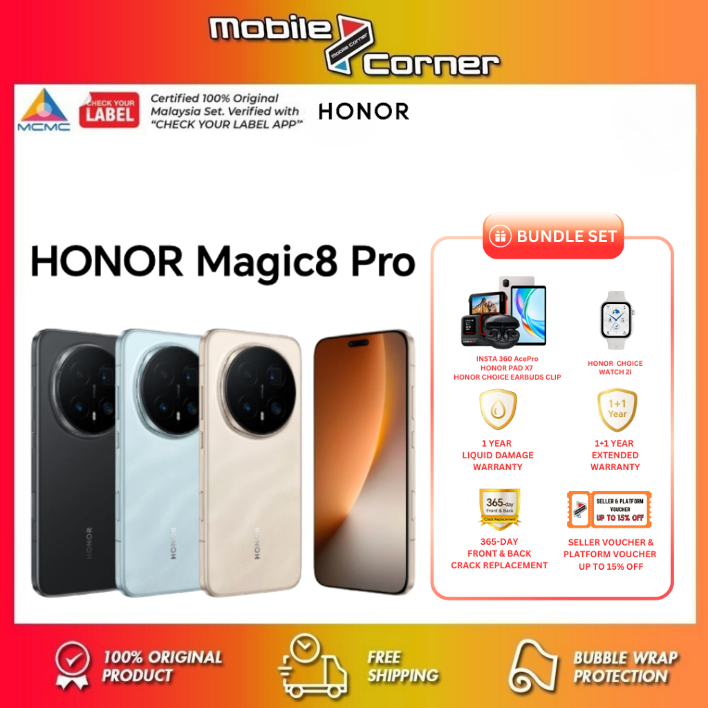 HONOR MAGIC 8 PRO (12/16GB RAM + 512GB/1TB ROM) | Android 16 | Snapdragon®️ 8 Elite Gen 5 | Warranty under HONOR MY