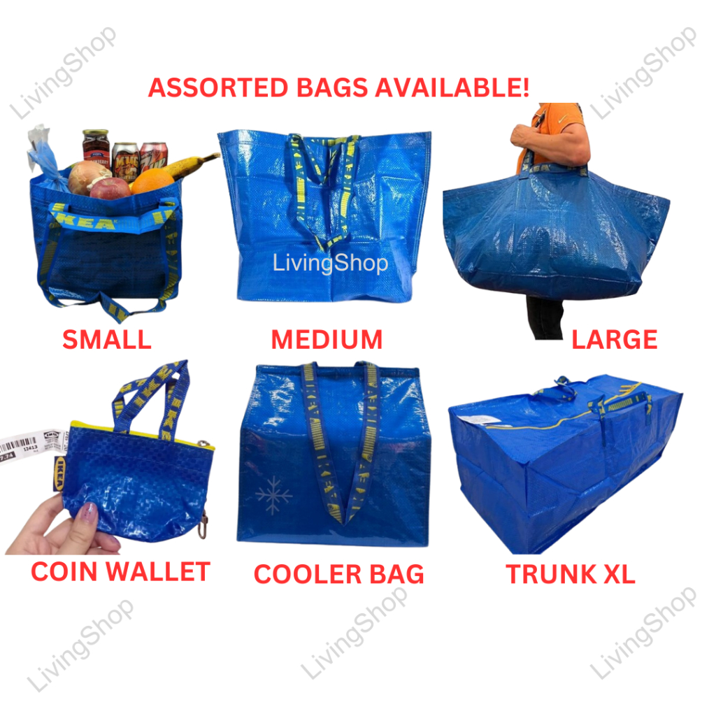 IKEA Best Carrier Bag Shopping Grocery Bag Laundry Dobi Trunk Bag with Zip Reusable Recycle Bag Lunch Box Beg Serbaguna