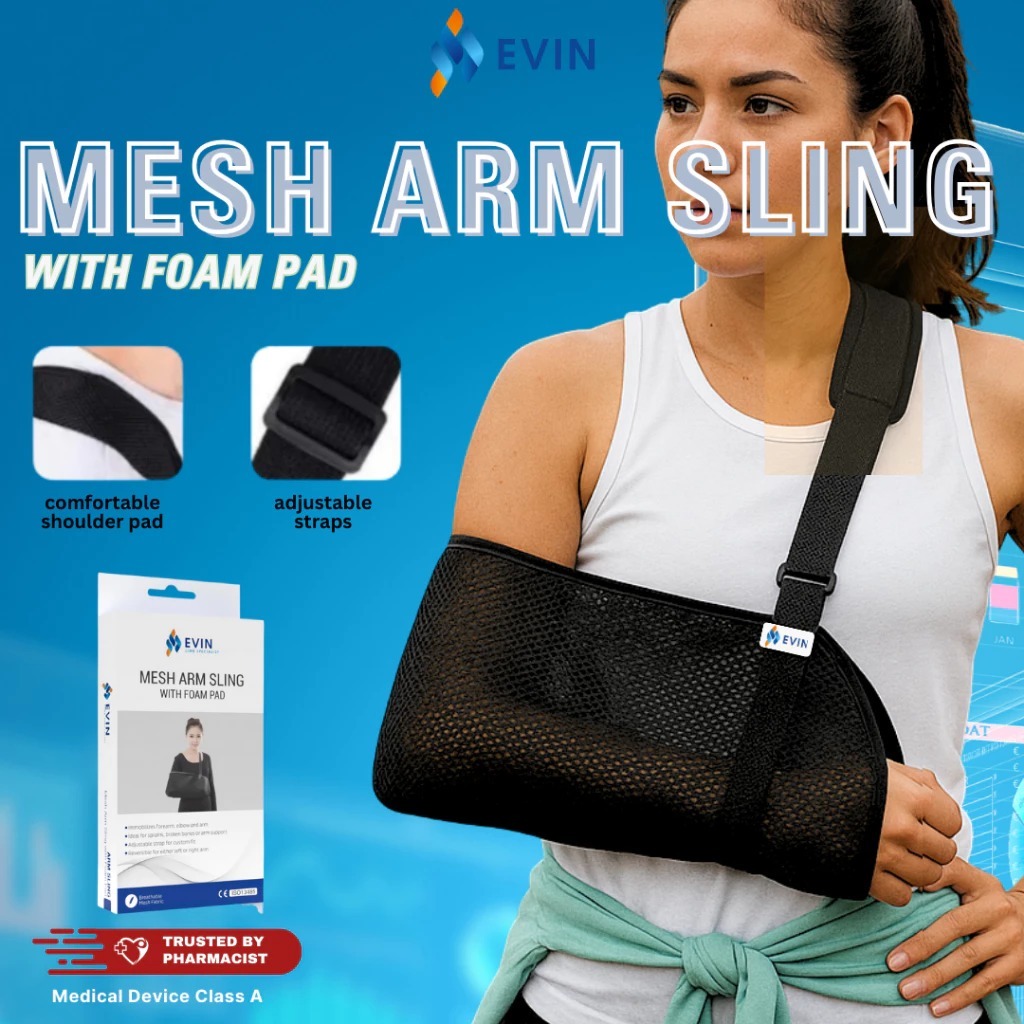 EVIN Breathable Mesh Arm Sling with Foam Pad Shoulder Elbow Brace Adjustable Strap Shoulder Immobiliser