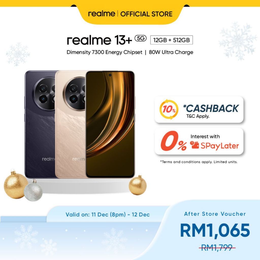 realme 13+ 5G (12+512GB) | Dimensity 7300 Energy Chipset | 80W Ultra Charge