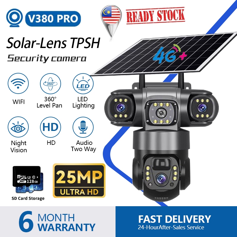 🔥NEW🔥 V380 Pro CCTV Camera Outdoor Solar 25MP HD Three Lenses Wireless IP66 Waterproof Night Vision 4G Monitoring