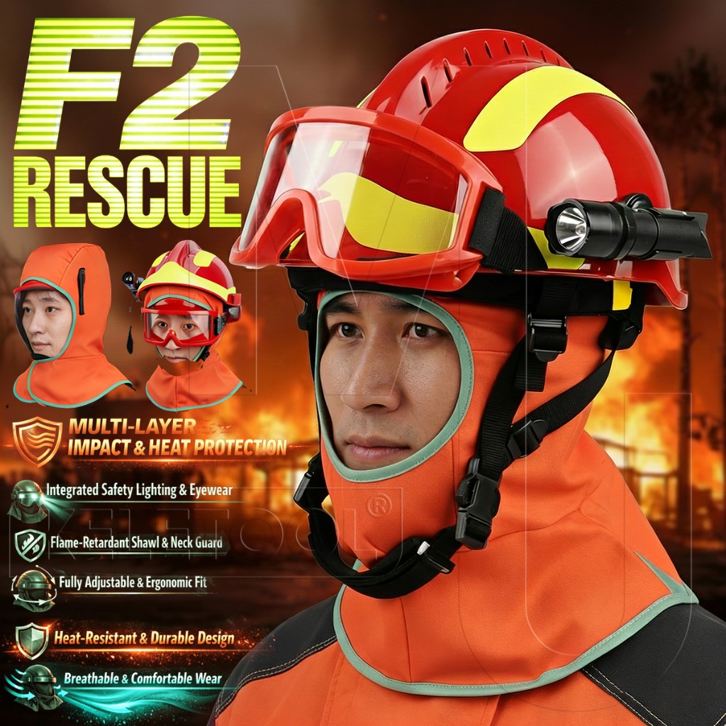Emergency Rescue Helmet F2 Firefighter Safety Helmets Fire Protection Hard Hat Protective Anti-impact Heat-resistant MSA