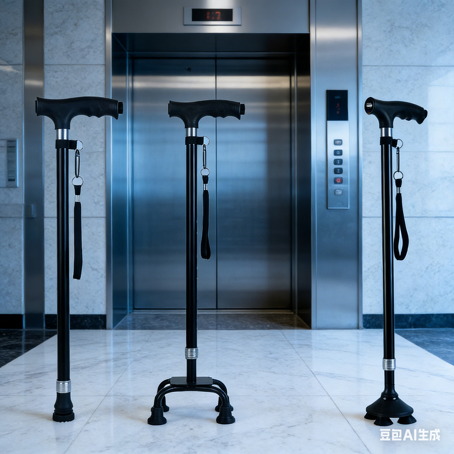 Elderly anti slip four legged walking cane、Foldable walking stick for elderly、tongkat kaki 4、拐杖椅子、tongkat orang tua