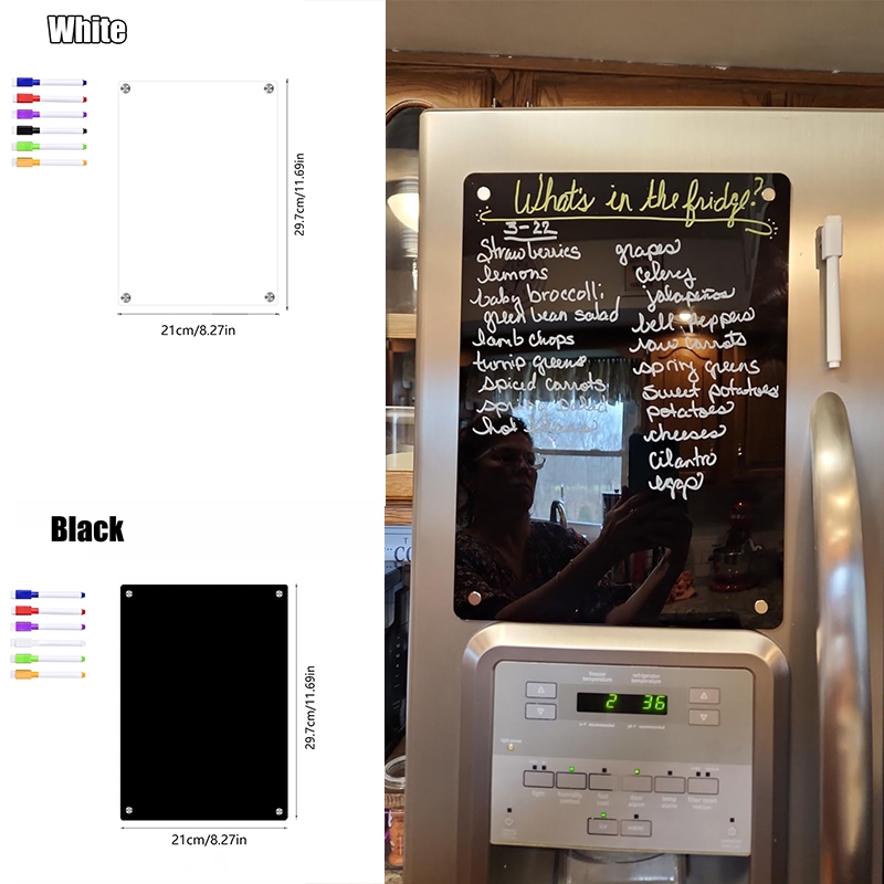 Acrylic Magnetic Message Board-Dry Erase Fridge Calendar & Memo Board, Family Schedule Planner with Marker pen