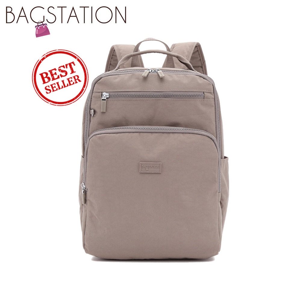 [NEW COLOUR] BAGSTATIONZ Crinkled Nylon Backpack (Black/Khaki/Navy Blue)