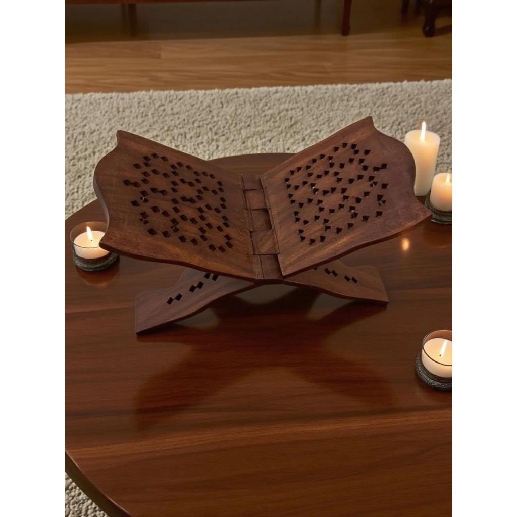 Rehal Handcrafted Elegant Wooden Rehal Foldable Quran Stand & Islamic Book Holder Best Gift for Ramadan