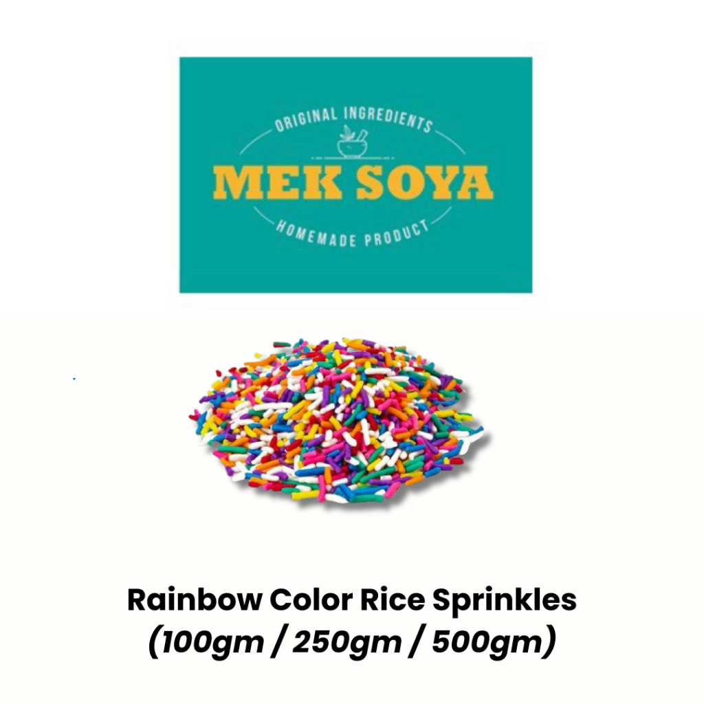 Rainbow Color Rice Sprinkles / Gula Manik Panjang Berwarna / 蛋糕装饰彩色糖珠