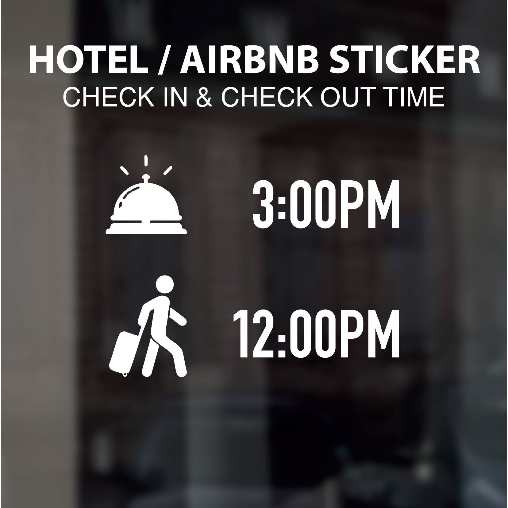 [Sticker] Check in Check Out for Hotel Airbnb - Window Decal / Shop / Store / Office / Door / Wooden Sticker