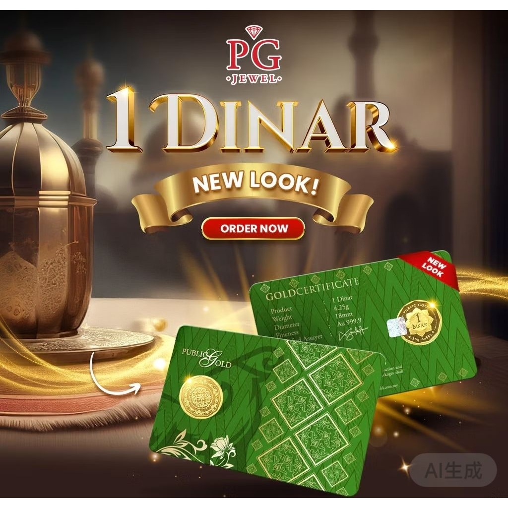 1 Dinar 4.25g 999.99 Gold bar PG