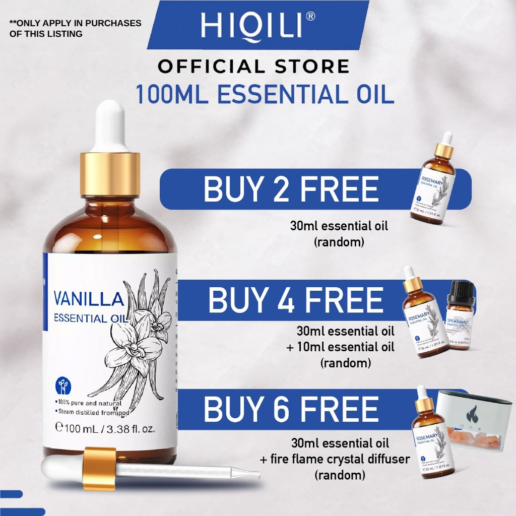 【HiQiLi】 100ML Essential Oil Natural Plant Aromatherapy Diffuser Humidifier Massage Candle Soap